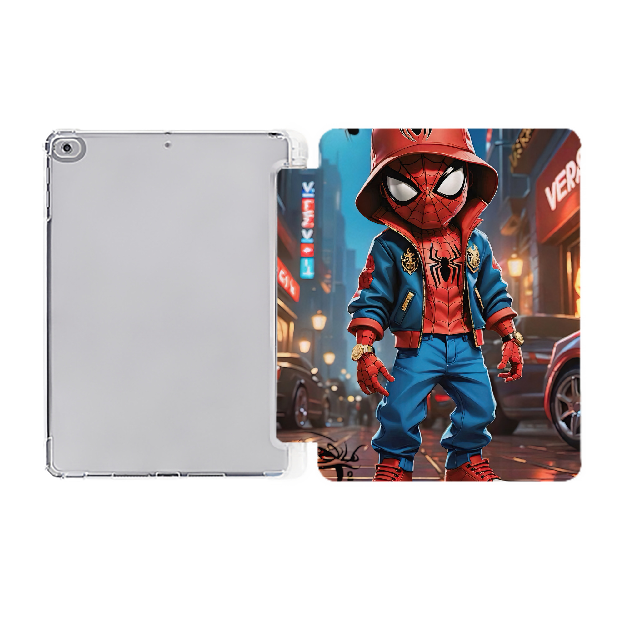 （画像用） Spider Man スパイダーマン IPad ケース ペン収納付き 三つ折りスタンド PUレザー×シリコン 対応機種9.5/10.5/10.9インチ